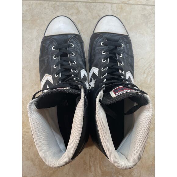 Converse CONS High Top Leather Sneakers Black White Men’s 12 Women’s 14 - Picture 5 of 11